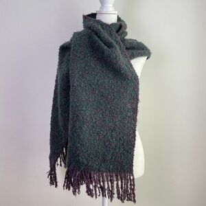 Made in Italy Large Mohair Wool Blend Knit Scarf Wrap Purple/Plum Green